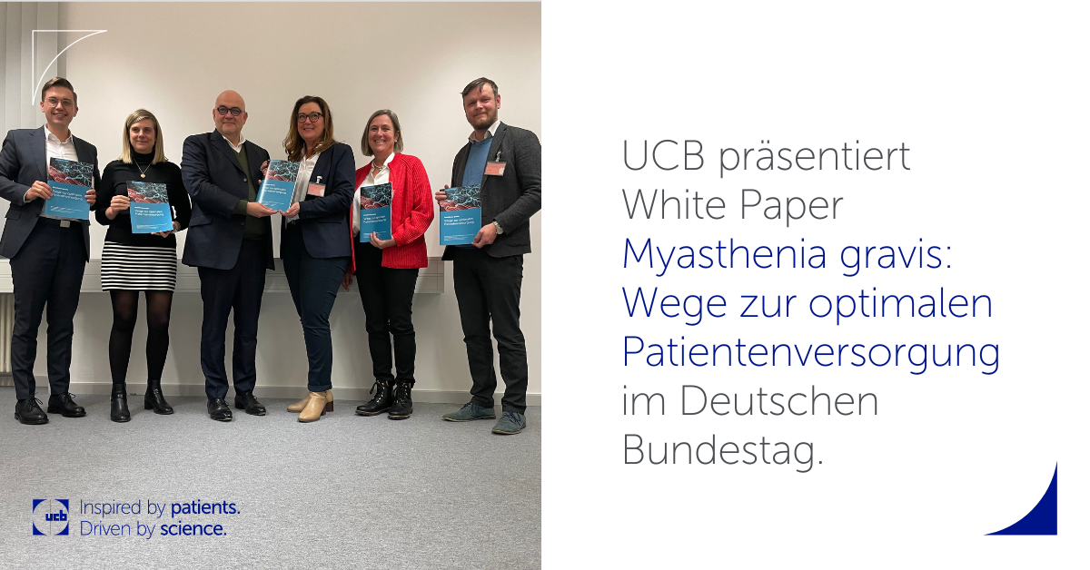 UCB präsentiert White Paper "Myasthenia gravis: Wege zur optimalen Patientenversorgung" im Deutschen Bundestag.