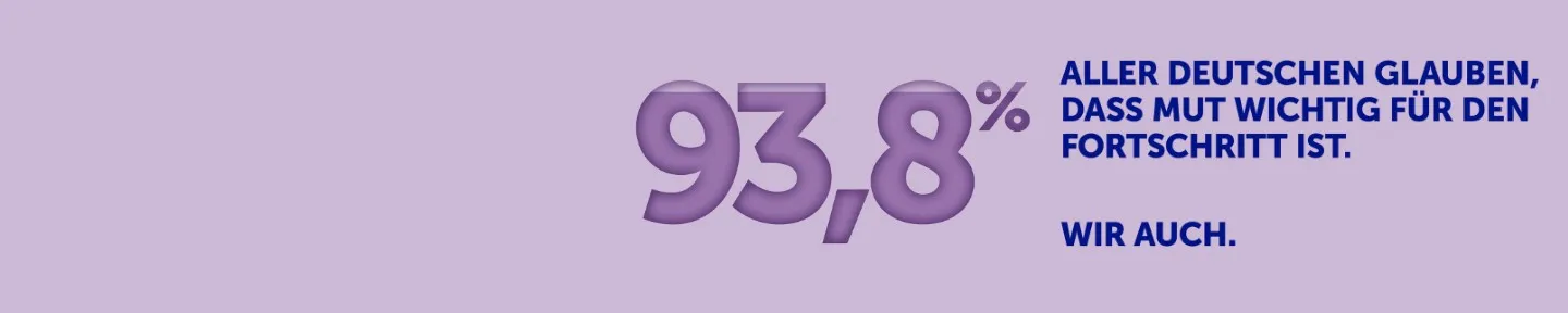 93,8 % aller Deutschen glauben, dass Mut wichtig für den Fortschritt ist. Wir auch.