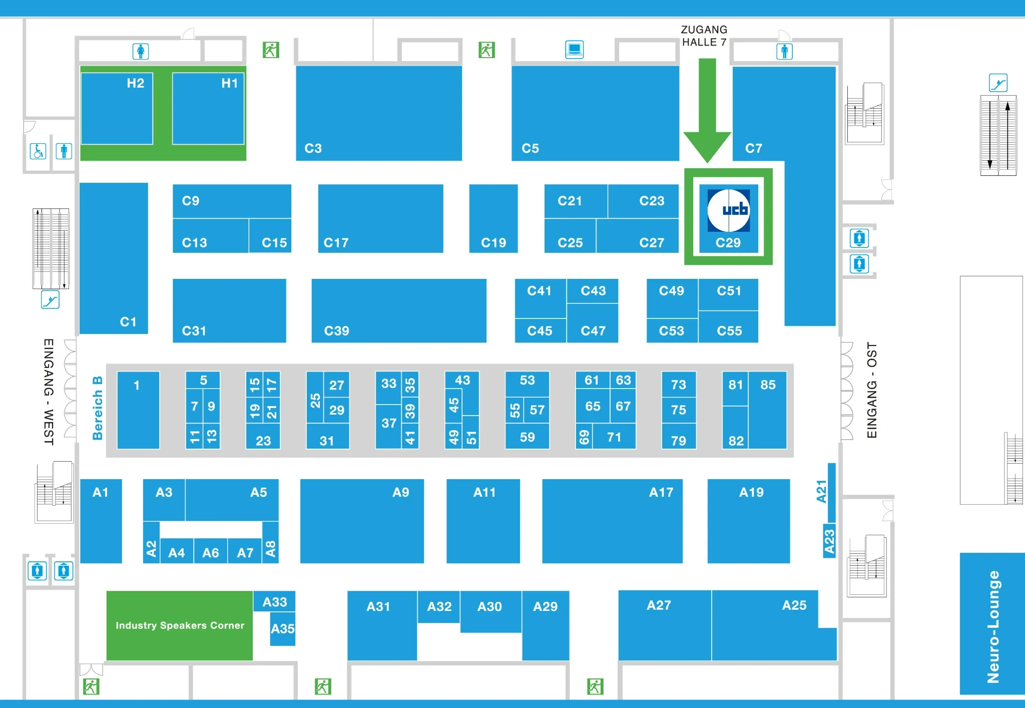 Den UCB Stand finden Sie bei Standnummer C29.